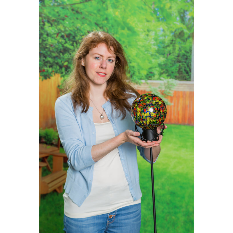 Evergreen 6" Art Glass Gazing Ball, Orange Speckle, 5.9'' x 5.9'' x 7.5'' inches.
