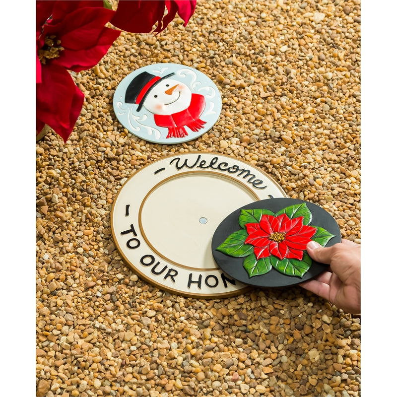 Garden Stone with Interchangeable Holiday Icons, 11.02"x11.02"x0.39"inches