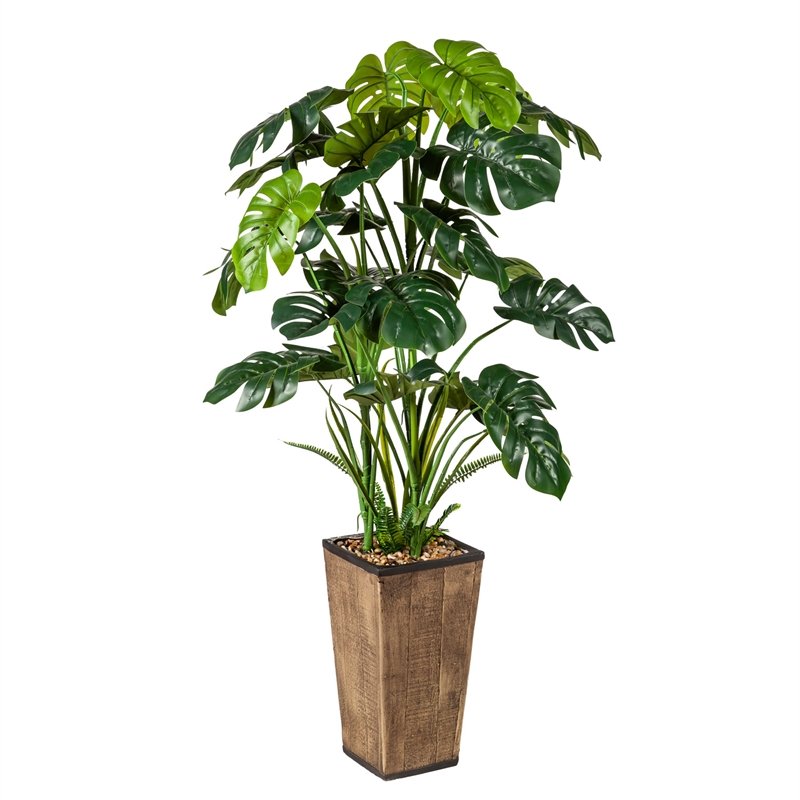 Monstera  Artificial with Resin Pot,84g3602