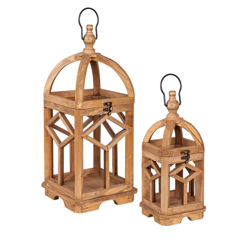 Nested Wooden Decorative Lantern Set of 2,84g3796