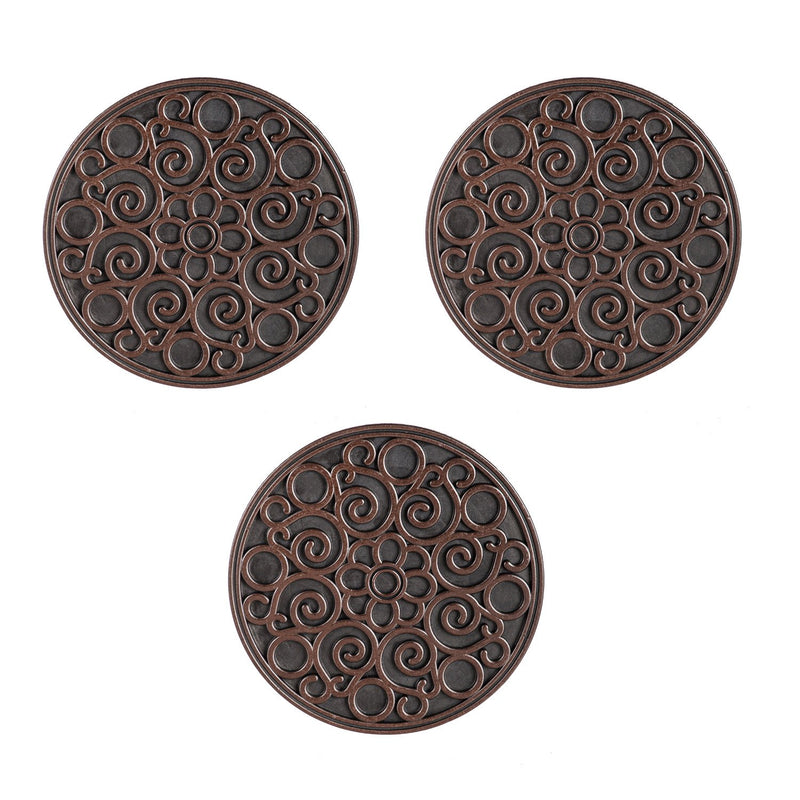 Recycled Rubber Stepping Stones, Set of 3 - Copper Flower Swirl,84g3805