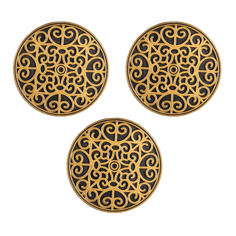 Recycled Rubber Stepping Stones, Set of 3 - Golden Medallion,84g3806