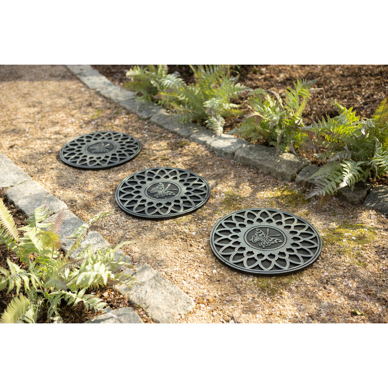 Butterfly in Sunflower recycled rubber stepping stone Set of 3,84g3814