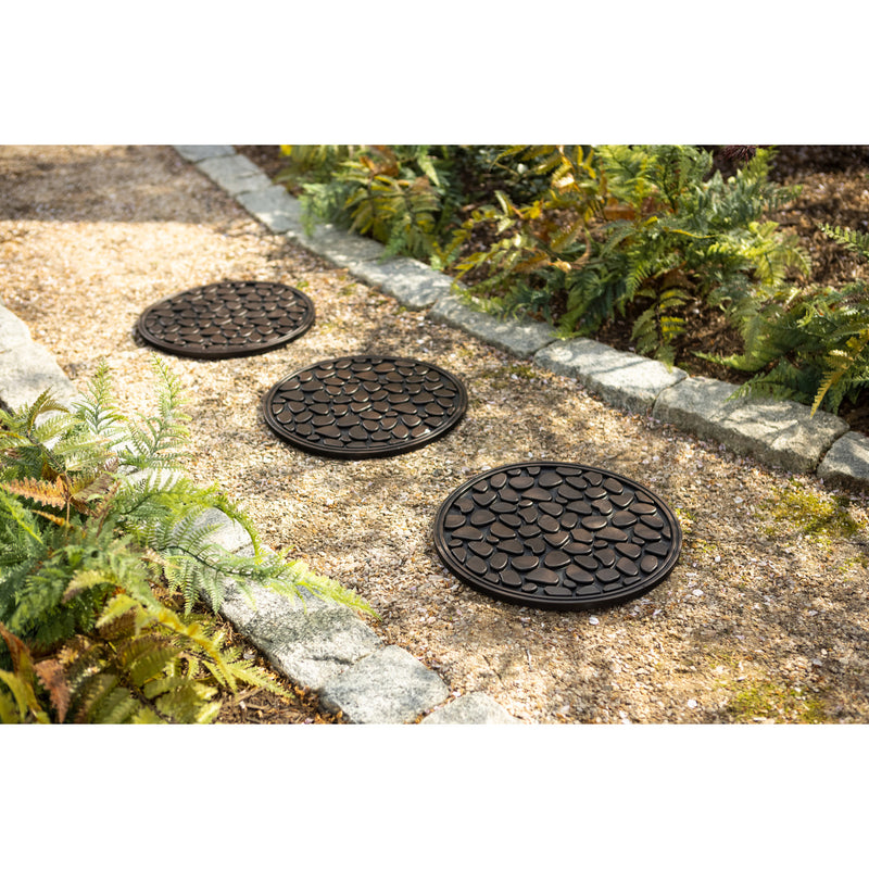 Bronze pebbles recycled rubber stepping stone Set of 3,84g3815