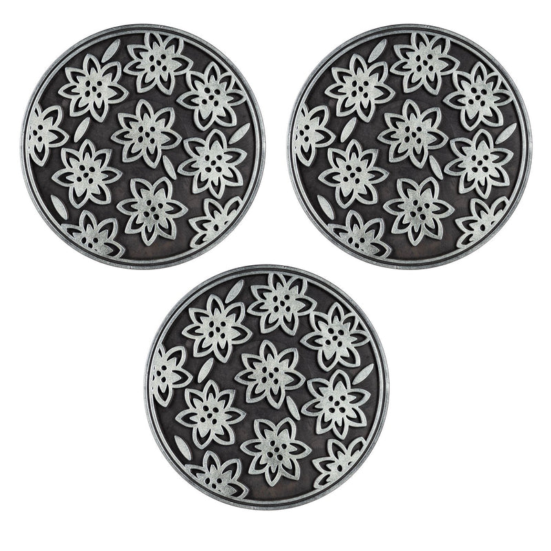 Pewter Flower Power recycle rubber stepping stone Set of 3,84g3816