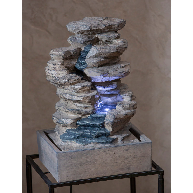 Stacked Stone Fountain with Planter Shelf,84g3846