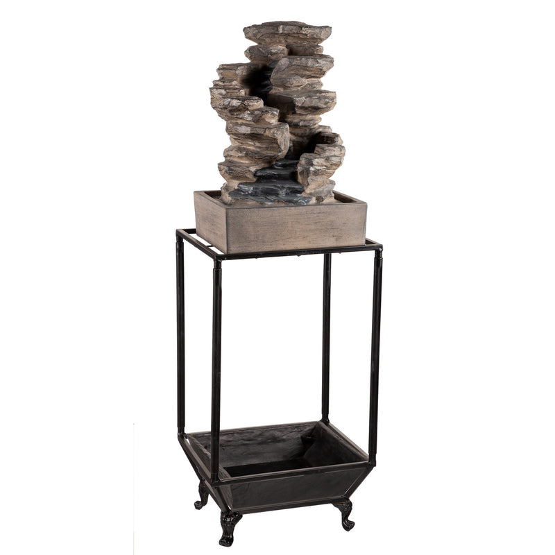 Stacked Stone Fountain with Planter Shelf,84g3846