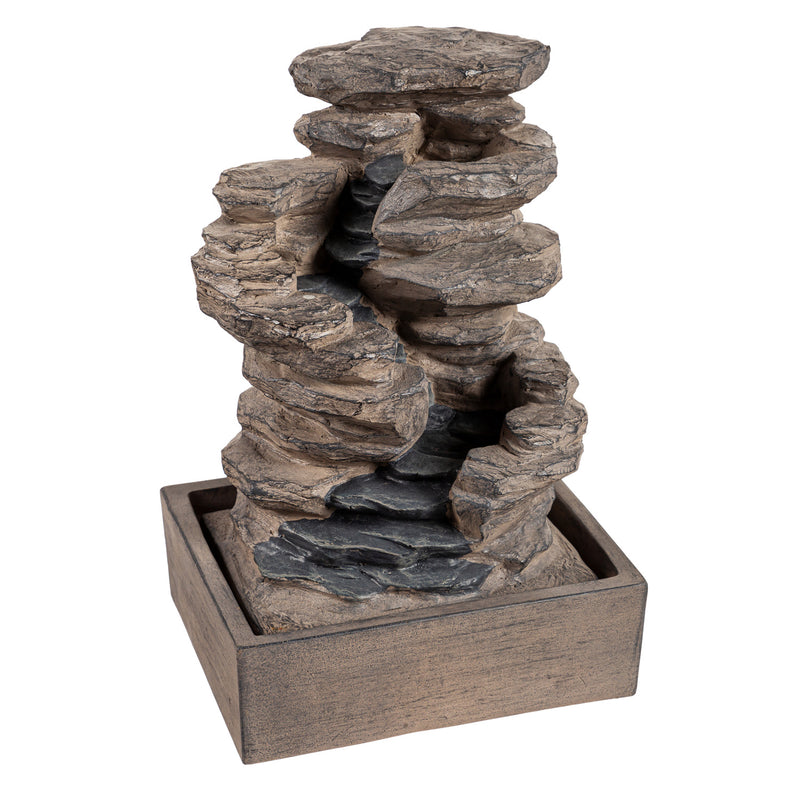 Stacked Stone Fountain with Planter Shelf,84g3846