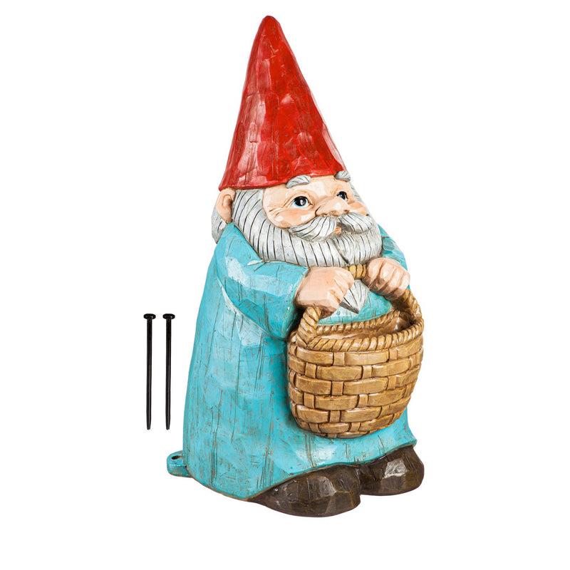29"H Hollow Concealment Statuary, Gnome with Planter, 16.54"x15.94"x31.1"inches