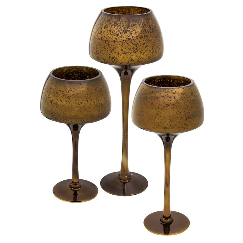 Bronze Candle Holders, Set of 3