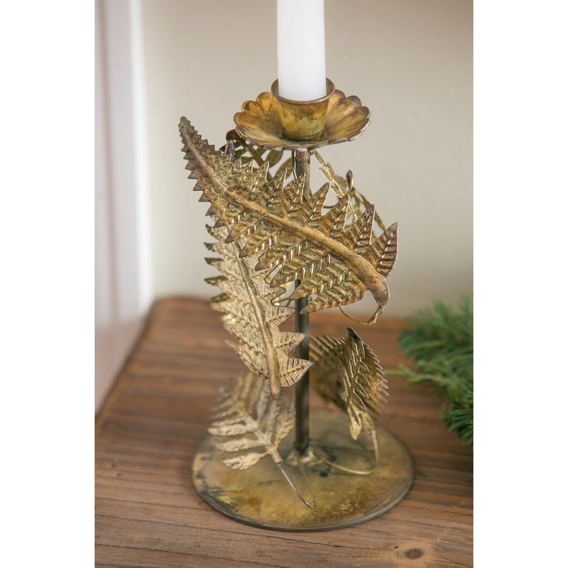 8" Wrapping Metal Leaves Taper Candle Holder