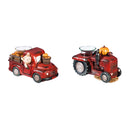 Resin Red Truck with Pumpkins Candle Holder, 2 Asst,8chp037