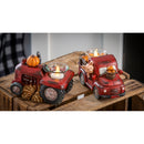 Resin Red Truck with Pumpkins Candle Holder, 2 Asst,8chp037
