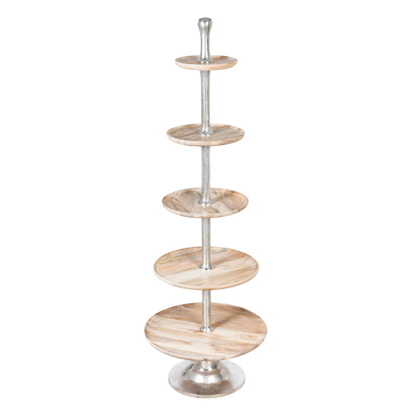 Evergreen Metal and Wood 5 Tier Display, 23.6'' x  69.6'' x 23.6'' inches.