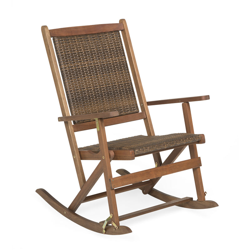 Claytor Folding Eucalyptus Outdoor Rocker - Brown,8f00330