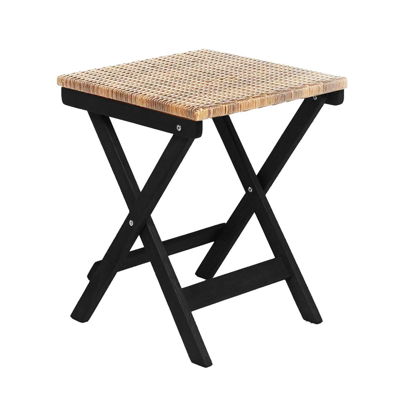 Claytor Folding Eucalyptus Outdoor Side Table - Black,8f00332