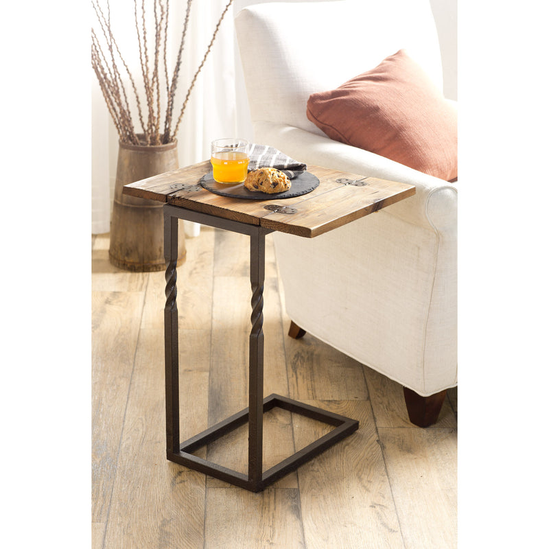 Deep Creek Pull-Up Table in Rustic Wood and Metal,8f00336