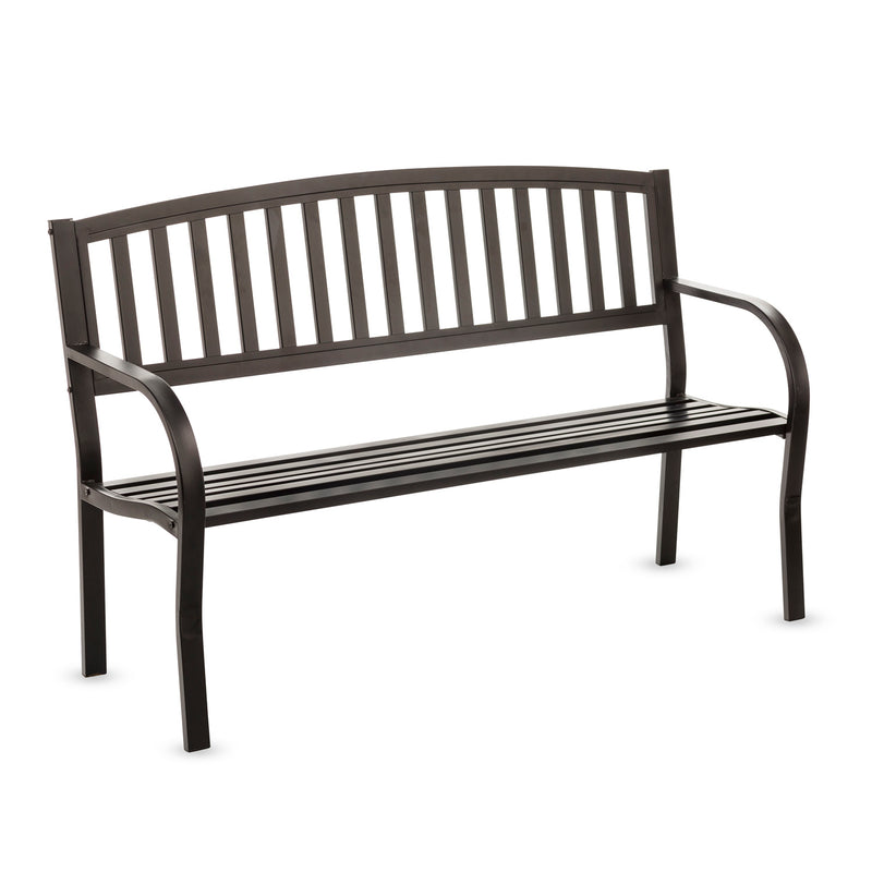 Evergreen Deck & Patio Decor,Black Metal Arch Bench,50x21x34 Inches