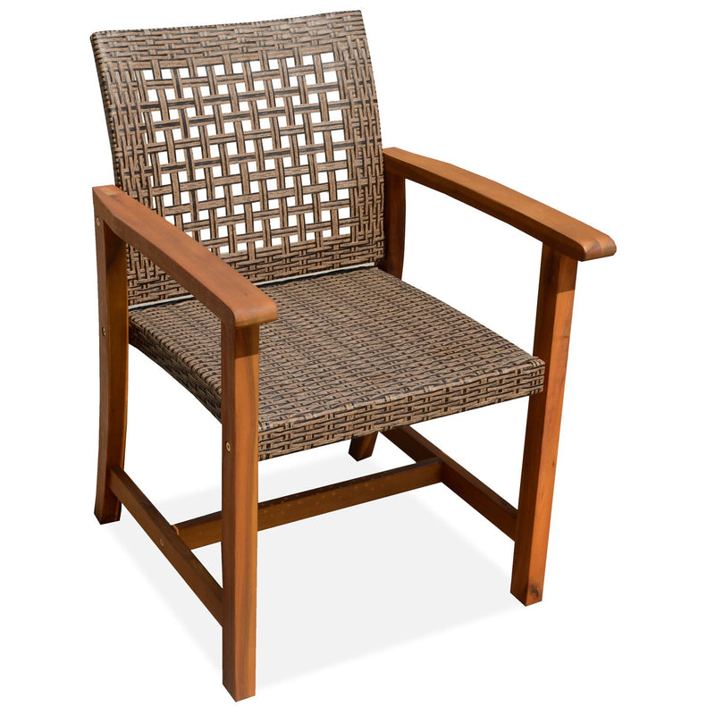 Eucalyptus and Wicker Dinning Armchair, Natural Color, 25.98"x24.02"x33.86"