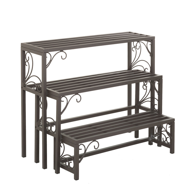 Nesting Metal Plant Stands with Scrollwork, Set of Three,8f00419