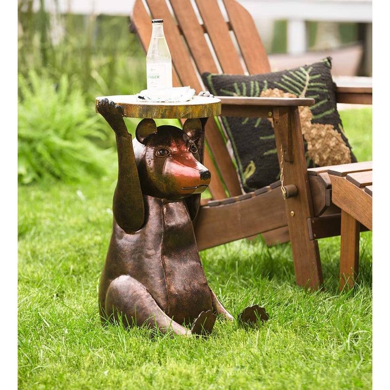 Handcrafted Metal Bear Side Table - Bronze,8f00421