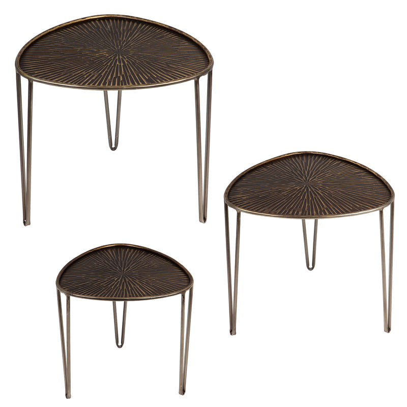 Evergreen Leaf Shape Metal Nested Side Tables, Set of 3, 21.1'' x  21.3'' x 18.5'' inches.
