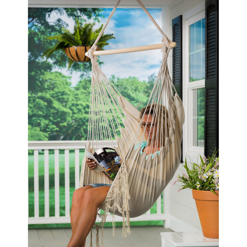 Natural Hammock Chair with Fringe,8f00488