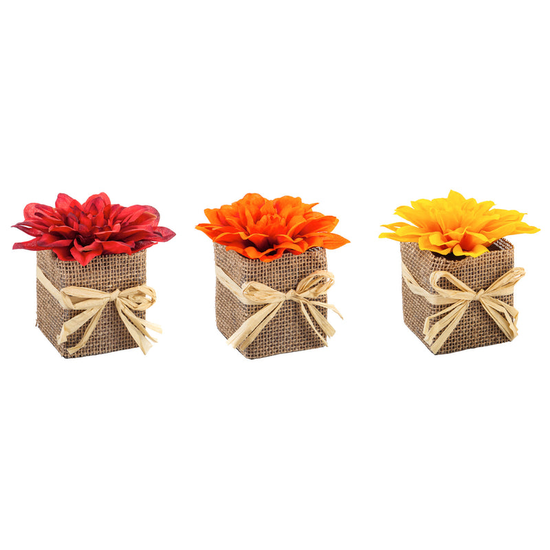 Colorful Floral in Burlap Square Pot, 30 Piece Program in CDU,8flp141