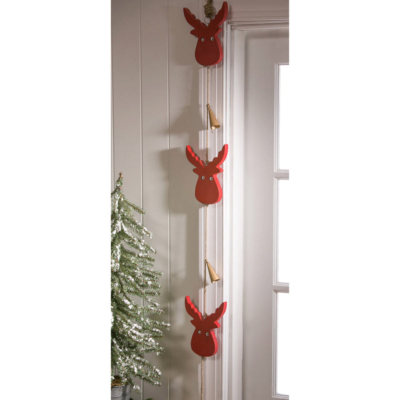 Red Wood Hanging Garland, 2 Assorted: Tree, Moose