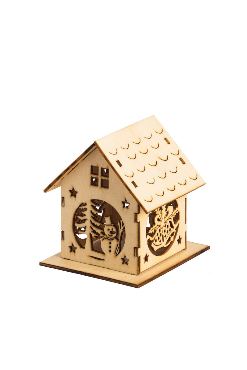 Wooden LED House Décor, 3 ASST,8led070