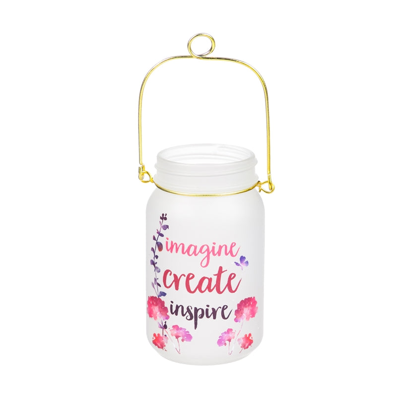 Evergreen Glass Mason Jar with String Lights, Imagine Create Inspire, 3.2'' x 5.5'' x 3.2'' inches