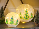 Glass Handpainted Christmas Trees LED Globe, Set of 2,8led183