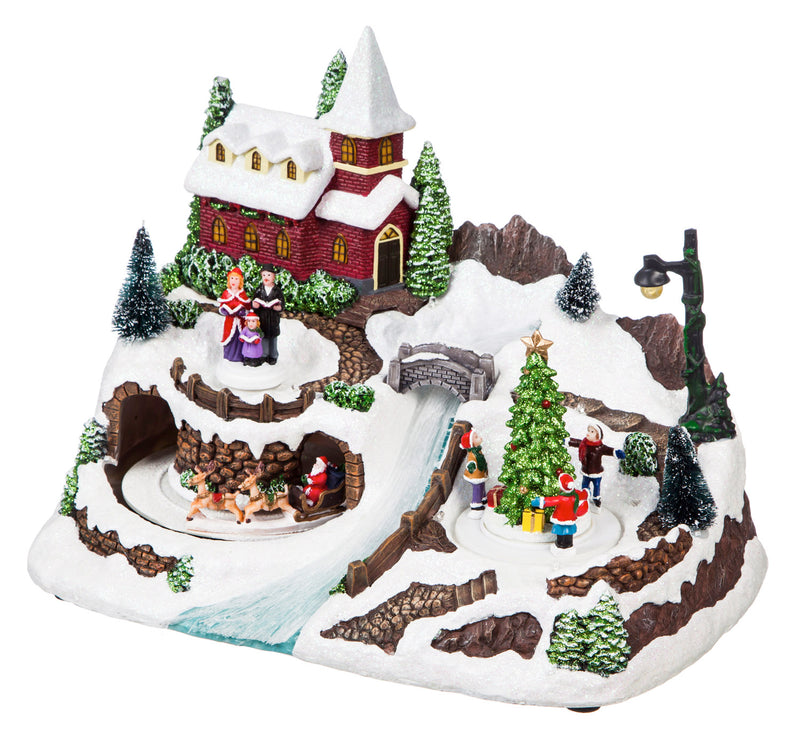 Christmas Village w/ River LED Scene with Music Option,8led275