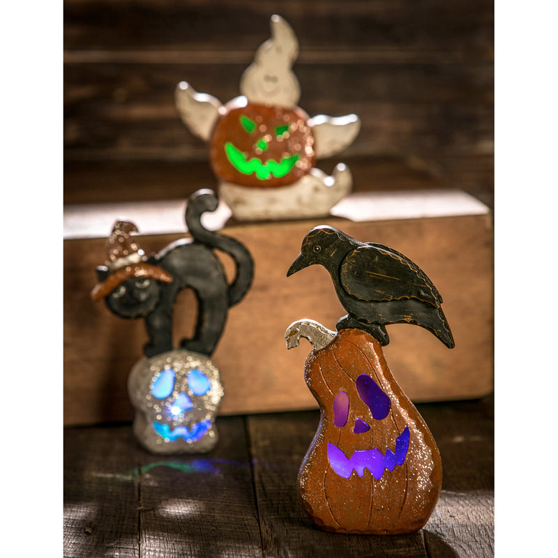 LED Color Changing Spooky Halloween Tabletop Décor, 3 Assorted,8led382