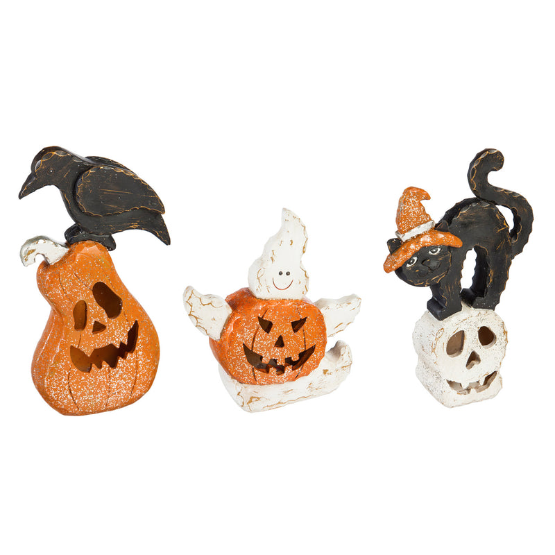 LED Color Changing Spooky Halloween Tabletop Décor, 3 Assorted,8led382