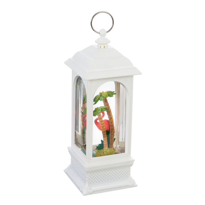 11'' Tall LED Lantern with Spinning Action and Timer Function, Flamingo