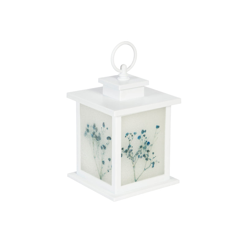 LED Lantern, Set of 2, Blue Floral,8led430