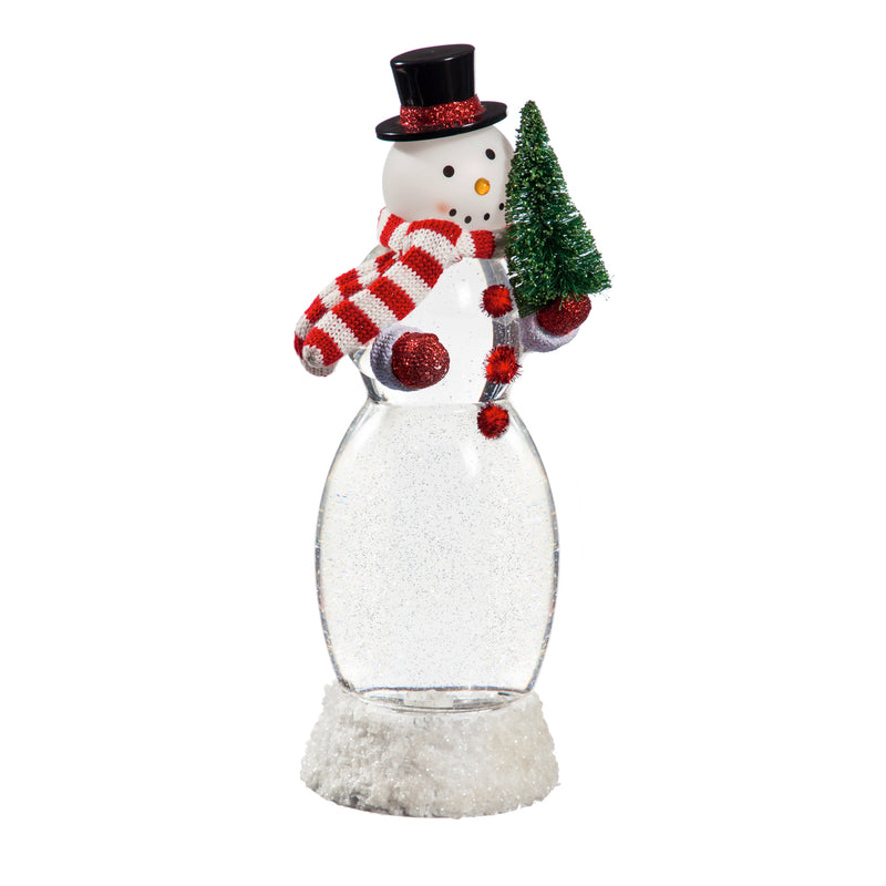 Glass Handpainted Snowman and Cardinal LED Bell, 5.9'' x 5.9'' x 7.9'' inches