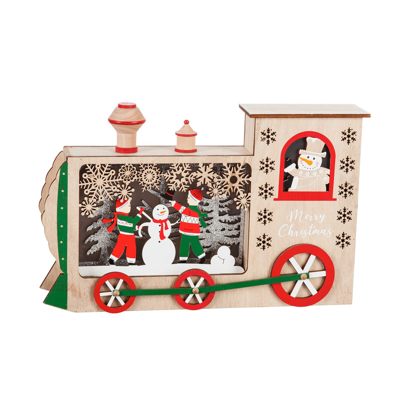 LED Wooden Train Tabletop Décor, 14.8'' x 2.8'' x 9.3'' inches