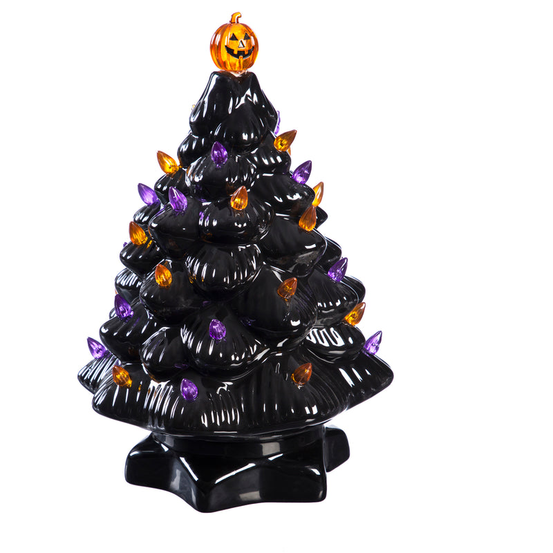 14" Halloween LED Ceramic Tree with Lights and Music, 8.3'' x 8.3'' x 14'' inches