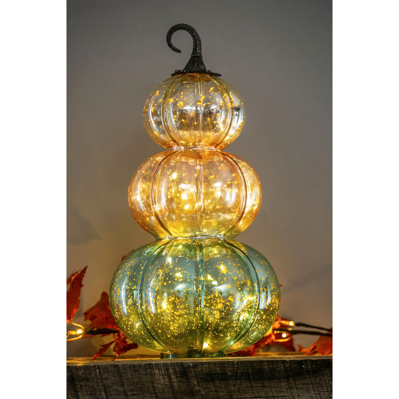 Glass LED Stacked Pumpkin Décor