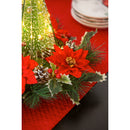 LED Bottle Brush Tree with Artificial Poinsettias Table Decor,8led604