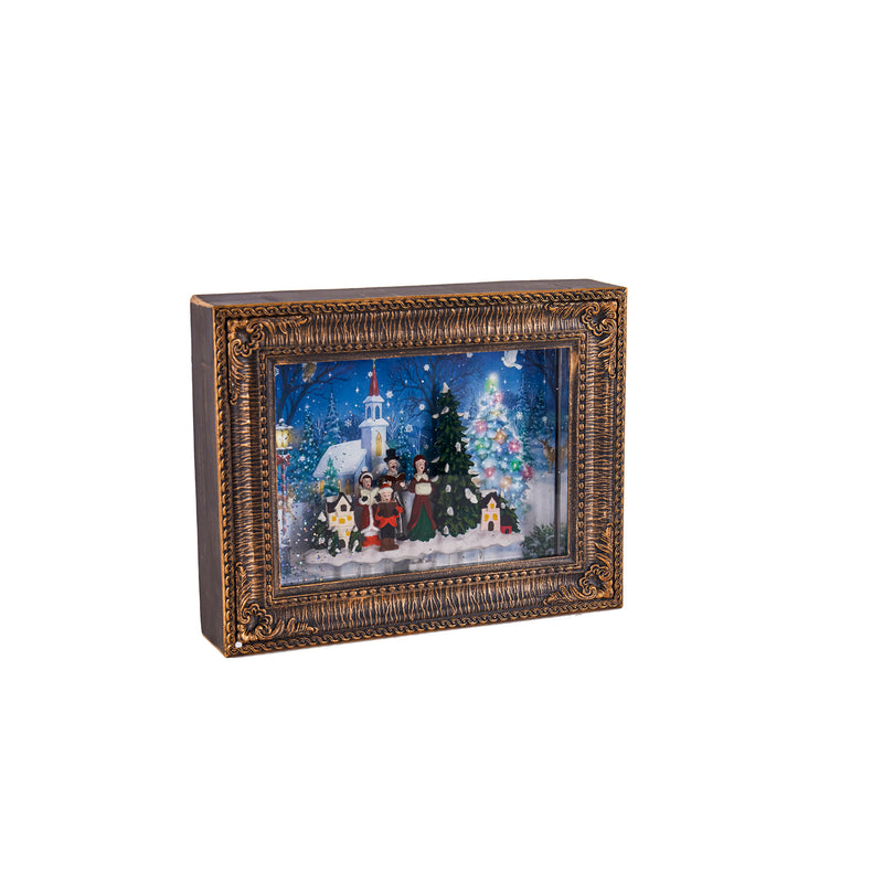 LED Musical Winter Scene in Bronze Framed Water Wall Decor, 9.75"x2"x8"inches