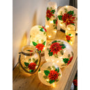 Glass Handpainted Poinsettia LED Globe, Set of 2,8led7185f