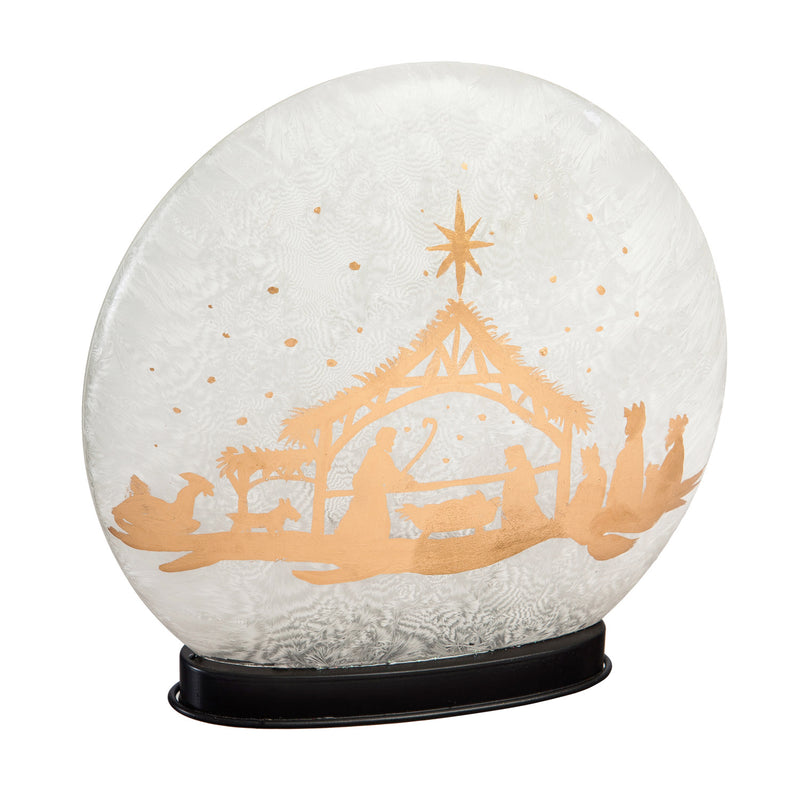 Glass Hand Painted Christmas Trees Nativity Disc,8led7187b