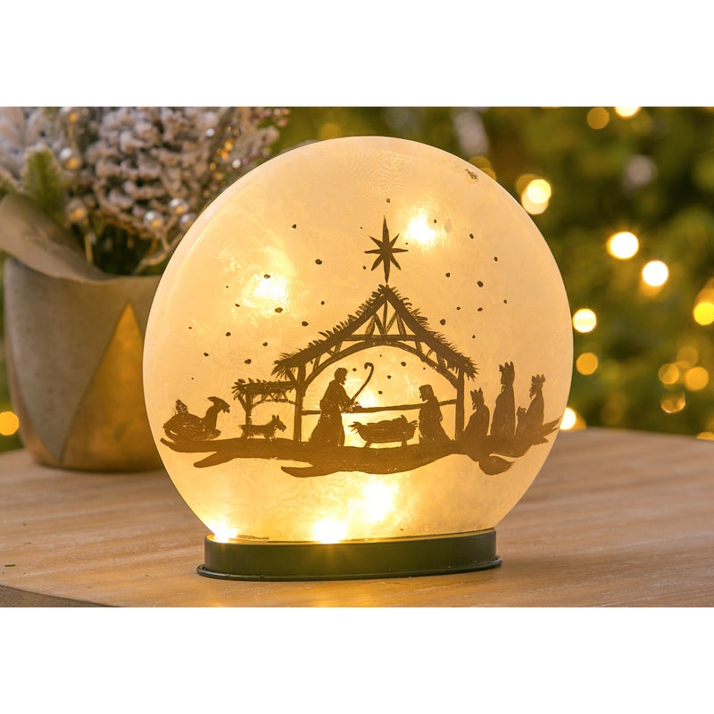 Glass Hand Painted Christmas Trees Nativity Disc,8led7187b