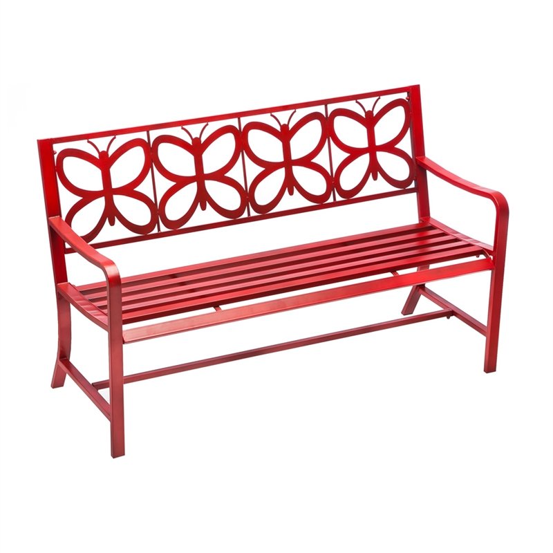 Red Metal Butterfly Bench,8mb025