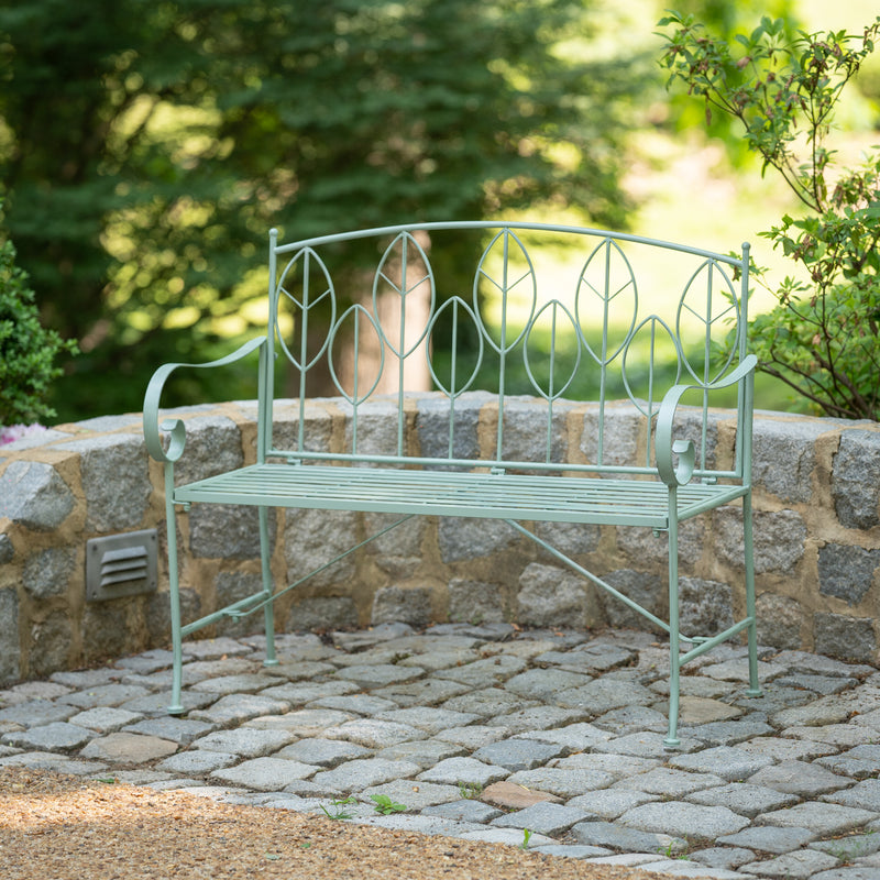 Sage Leaf Metal Garden Bench,8mb214