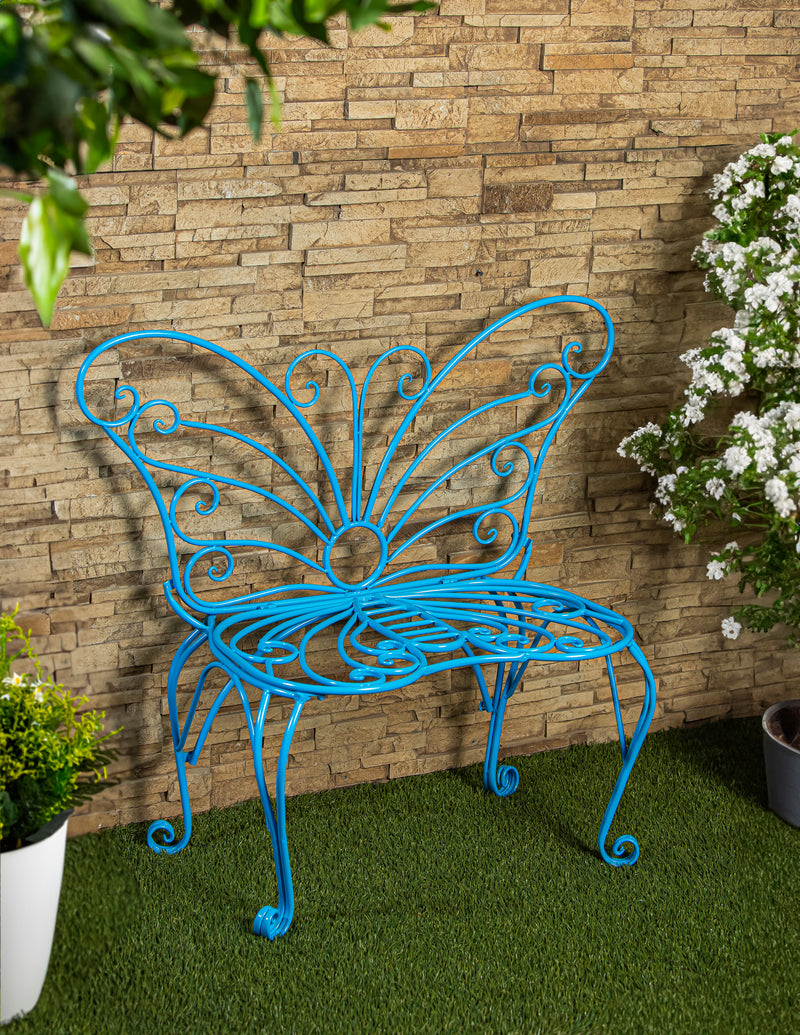 Blue Metal Butterfly Garden Bench,8mb219