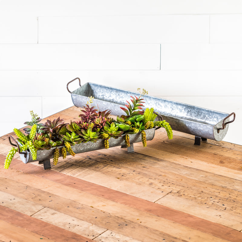 Galvanized Rectangular Elevated Planter, Set of 2,8pmtl057a